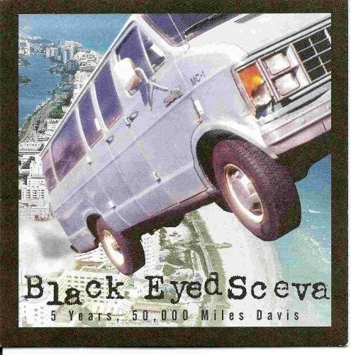 5 Years, 50,000 Miles Davis cover: a white tour van flying over a coastal city